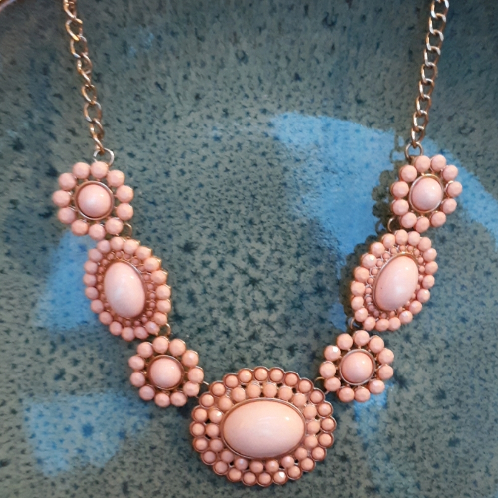 Pink medallion necklace